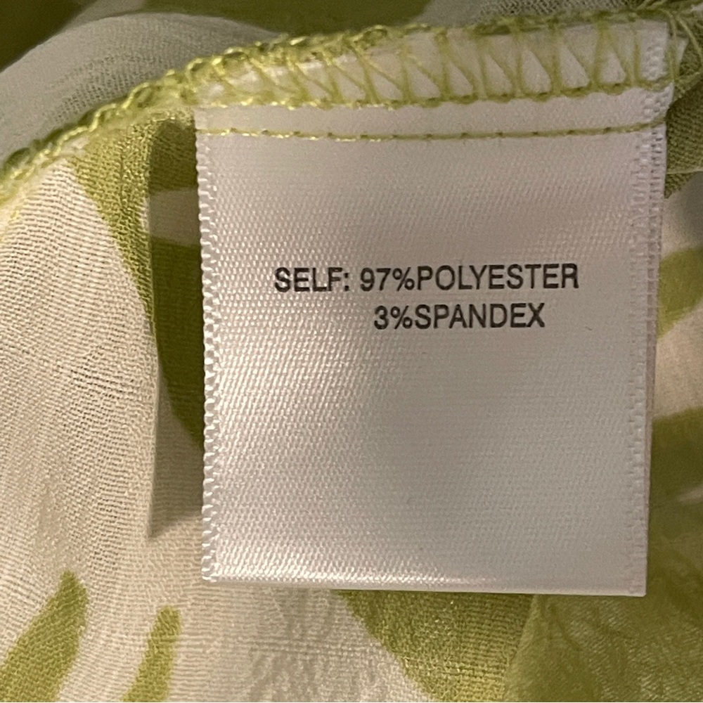 Rose & Olive Green and White Leaf Print Blouse - Picture 7 of 7